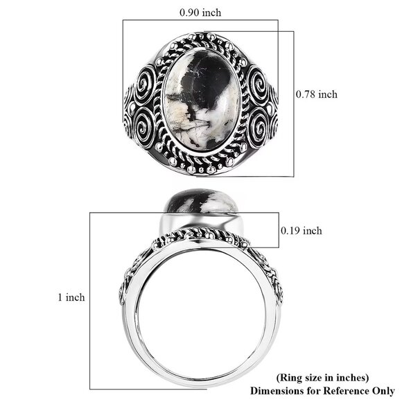 White Buffalo Turquoise Sterling Silver Ring – Size 6 - Picture 6 of 8